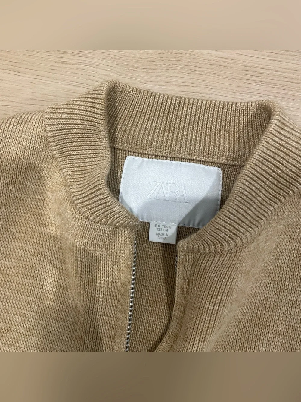Zara Neutral Wide-Leg Knit Pants in Beige